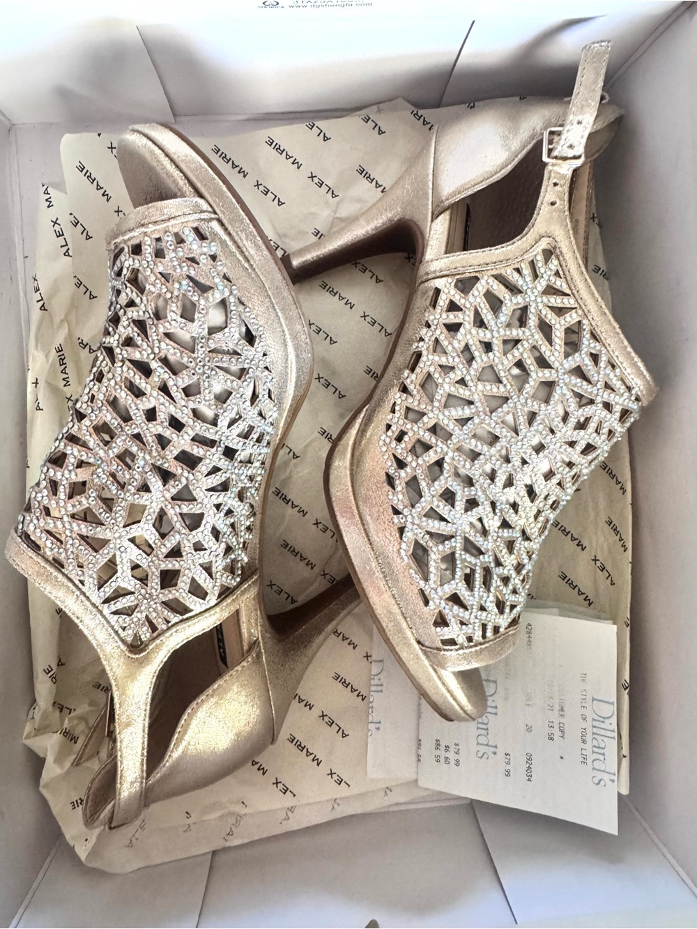 NEW Alex Marie Gold Metallic Heels